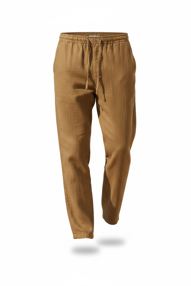 Pantalon Lin Marron Homme - Kaki - vue 3