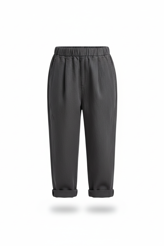 Pantalon En Lin Gris Anthracite Ample Plissé Enfant - vue 3