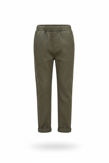 Pantalon En Lin Vert Garçon Ample Décontracté Coton - Kaki - vue 3