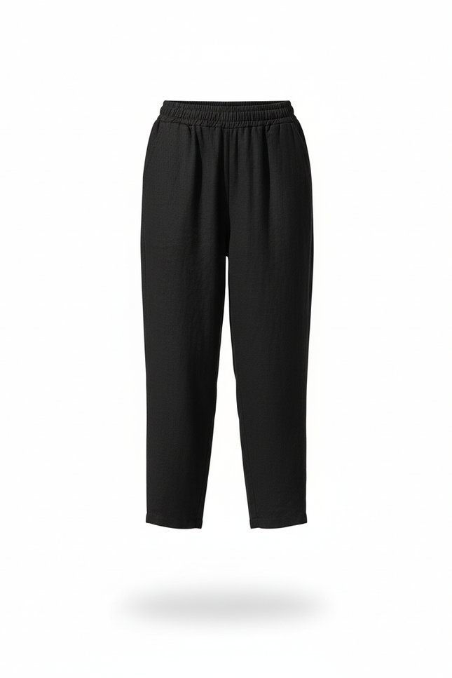 Pantalon En Lin Femmes - Noir - vue 3