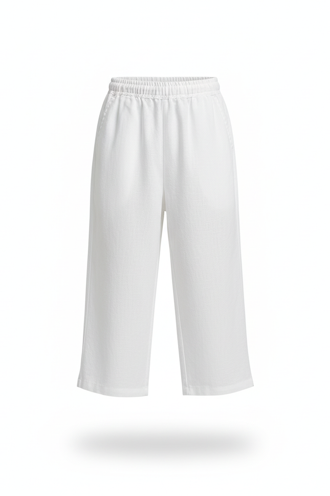Pantalon En Lin Blanc Ample Décontracté Fluide Garçon - vue 3