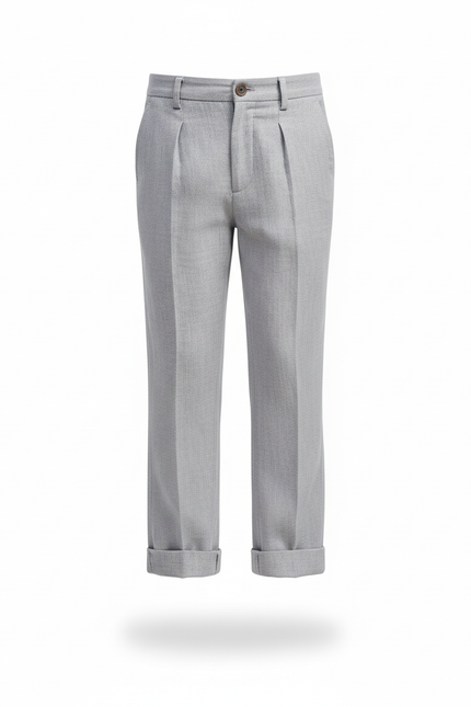 Pantalon En Lin Gris Droit Décontracté Garçon Léger - vue 3