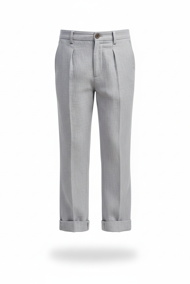 Pantalon En Lin Gris Droit Décontracté Garçon Léger - vue 3