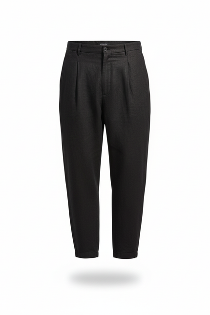 Pantalon En Lin Noir Ample Décontracté Homme Moderne - vue 3