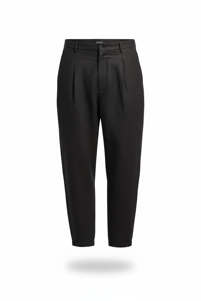 Pantalon En Lin Noir Ample Décontracté Homme Moderne - vue 3