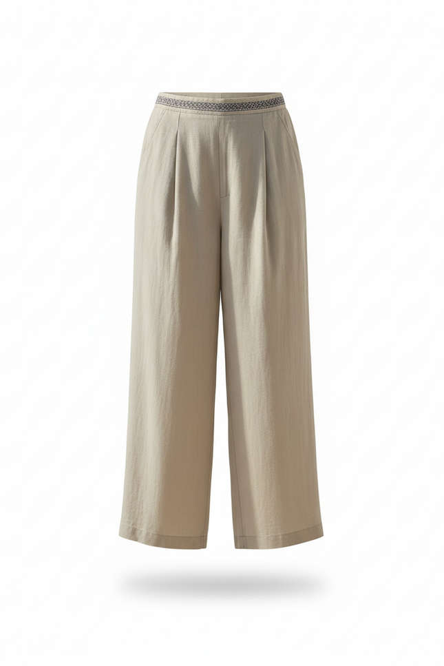 Pantalon Lin Cropped - Beige - vue 3