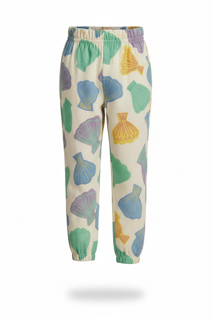 Pantalon En Lin Écru Imprimé Coquillages Ample Enfant - vue 3