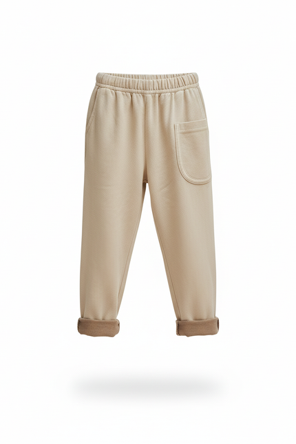 Pantalon En Lin Beige Ample Décontracté Enfant Coton - Molleton - vue 3