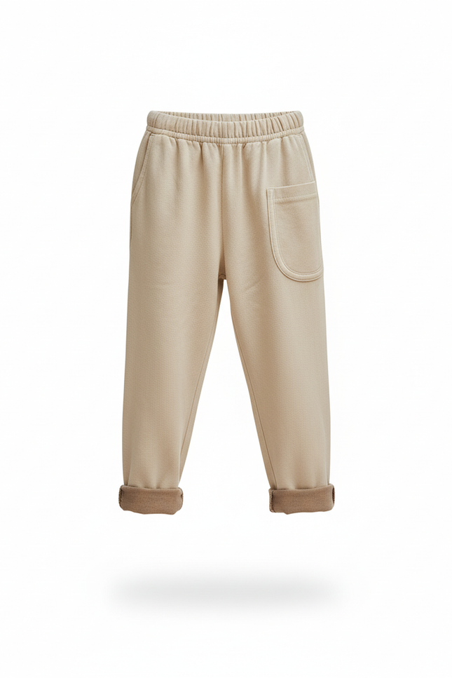 Pantalon En Lin Beige Ample Décontracté Enfant Coton - Molleton - vue 3