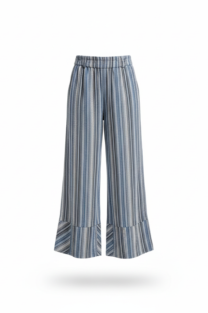 Pantalon En Lin Rayé Ample Fluide Multicolore - vue 3