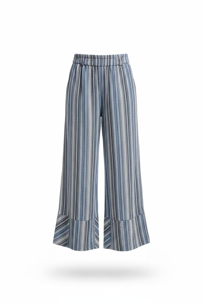 Pantalon En Lin Rayé Ample Fluide Multicolore - vue 3