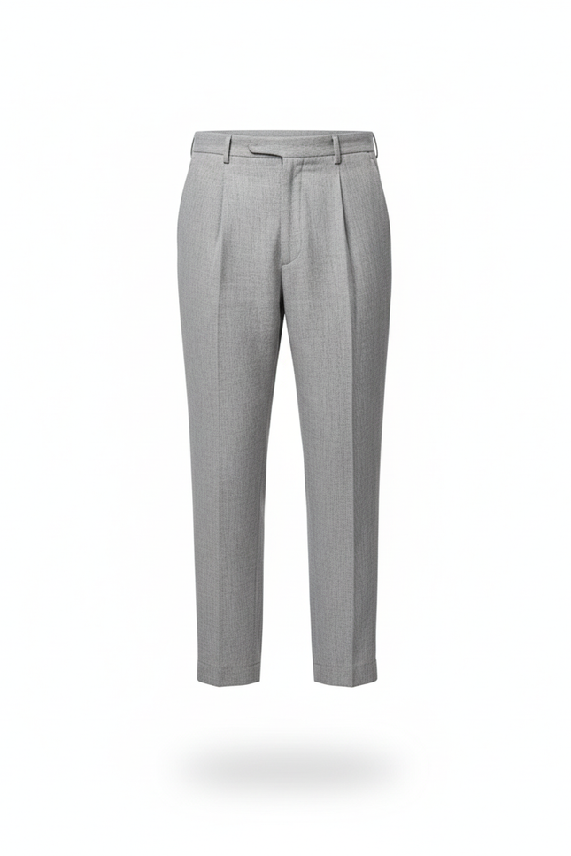 Pantalon Lin A Pince Homme - Gris - vue 3