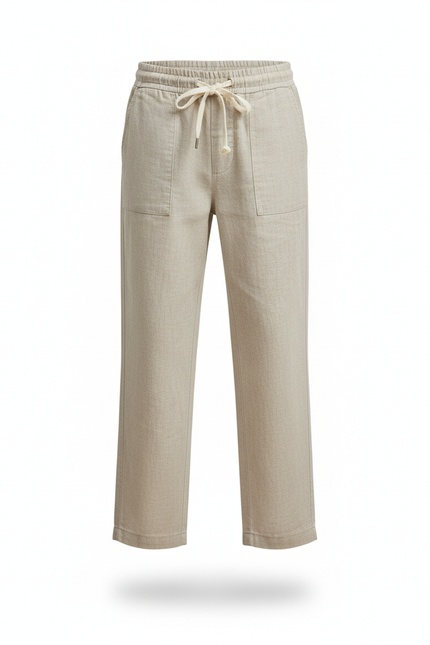 Pantalon En Lin Beige Ample Décontracté Léger Enfant - vue 3