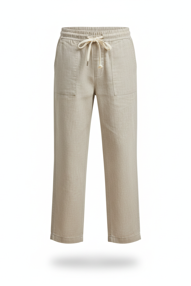 Pantalon En Lin Beige Ample Décontracté Léger Enfant - vue 3