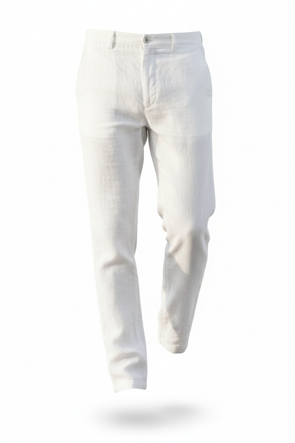 Pantalon En Lin Blanc Décontracté Homme Léger - vue 3
