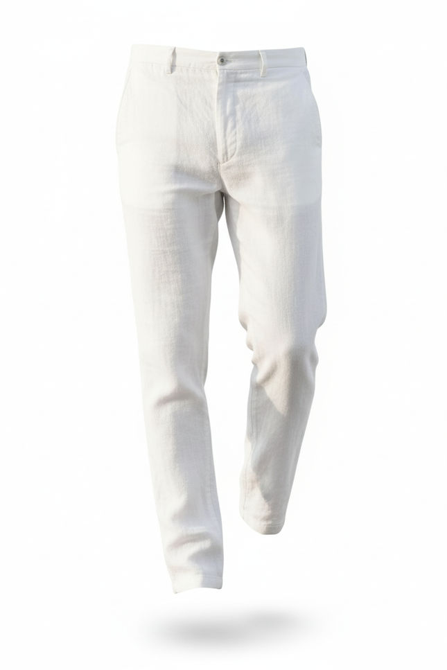 Pantalon En Lin Blanc Décontracté Homme Léger - vue 3