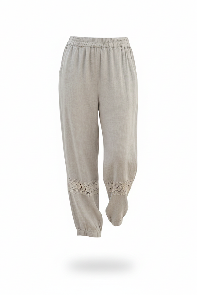 Pantalon Lin Brodé - Gris - vue 3