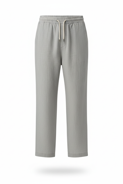 Pantalon En Lin Homme Ample Décontracté Léger Gris - vue 3
