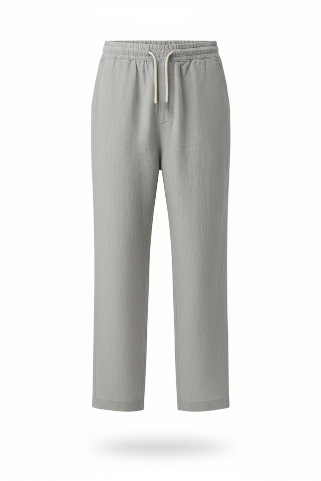 Pantalon En Lin Homme Ample Décontracté Léger Gris - vue 3