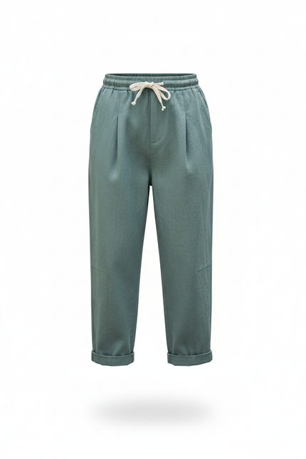 Pantalon En Lin Vert Ample Décontracté Enfant Léger - vue 3