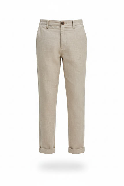 Pantalon En Lin Beige Garçon Décontracté Élégant - vue 3