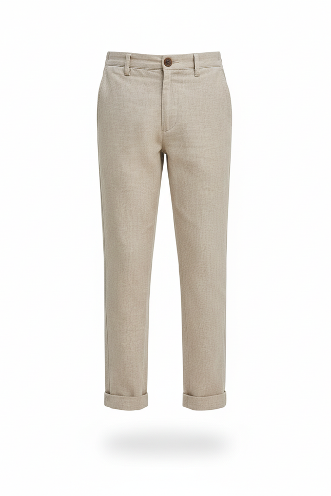 Pantalon En Lin Beige Garçon Décontracté Élégant - vue 3