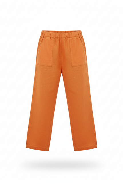 Pantalon En Lin Orange Ample Enfant Léger Fluide - vue 3