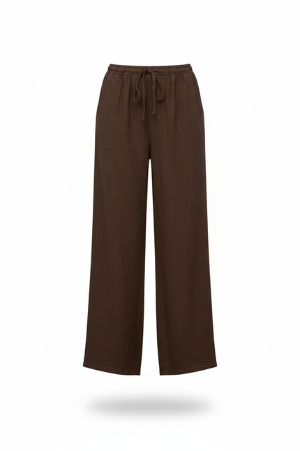 Pantalon Long Lin - Marron - vue 3