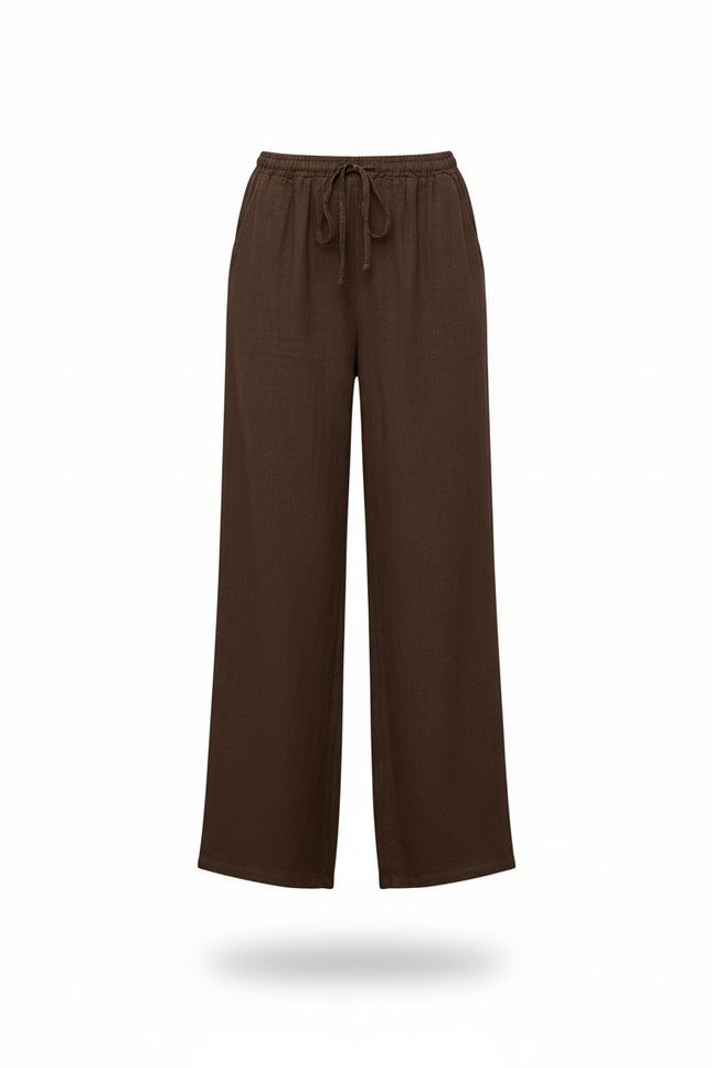 Pantalon Long Lin - Marron - vue 3