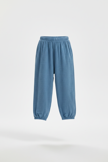 Pantalon En Lin Bleu Ample Décontracté Enfant Léger - vue 3