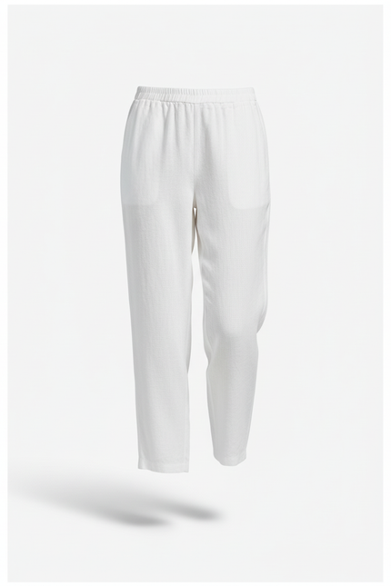 Pantalon En Lin Blanc Ample Léger Femme - vue 3