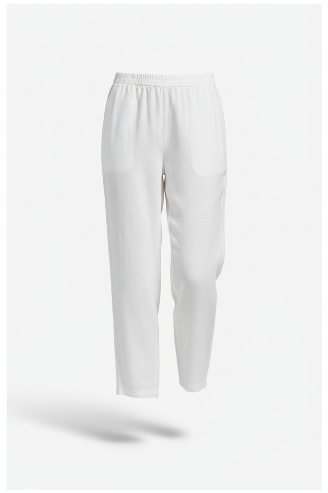 Pantalon En Lin Blanc Ample Léger Femme - vue 3