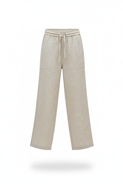 Pantalon En Lin Enfant Ample Décontracté Beige Clair - vue 3