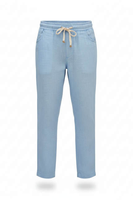 Pantalon En Lin Bleu Ciel Décontracté Cordon Enfant - vue 3