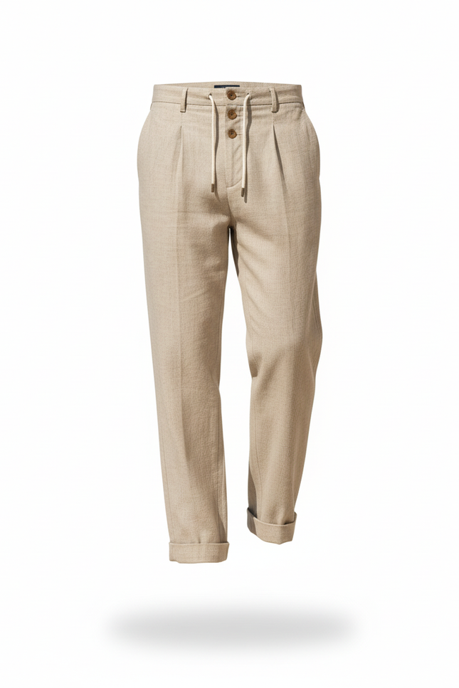Pantalon En Lin Beige Homme Décontracté Léger Plissé - vue 3