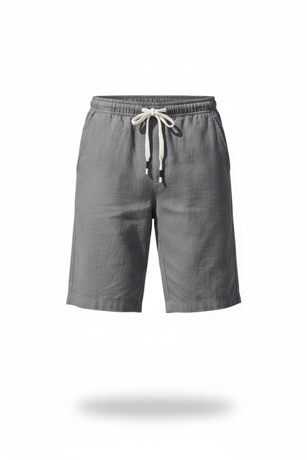 Pantalon En Lin Homme Gris Court Cordon Décontracté - vue 3