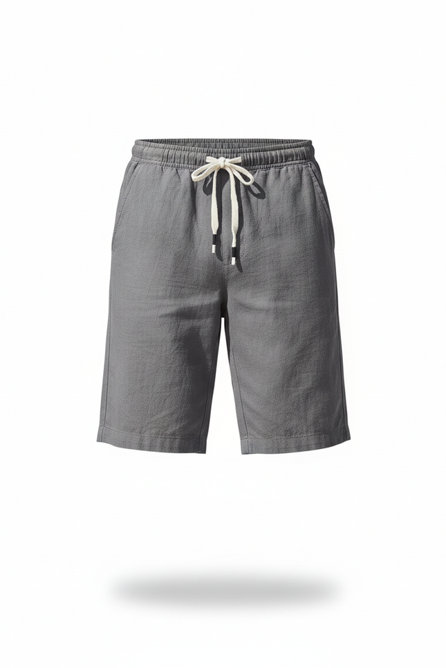 Pantalon En Lin Homme Gris Court Cordon Décontracté - vue 3