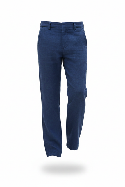Pantalon En Lin Bleu Marine Ample Décontracté Garçon Léger - vue 3