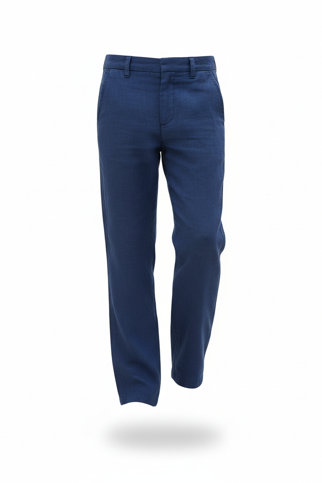 Pantalon En Lin Bleu Marine Ample Décontracté Garçon Léger - vue 3
