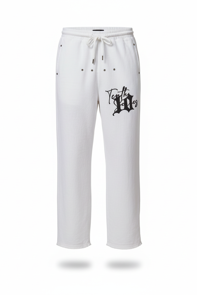Pantalon En Lin Blanc Ample Cordon Homme Imprimé - vue 3