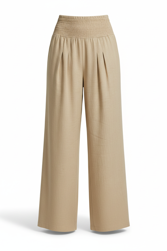 Pantalon Droit En Lin Femme - Beige - vue 3