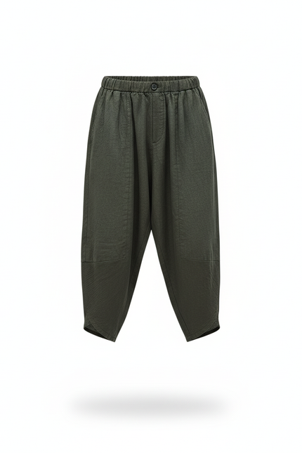 Pantalon En Lin Harem Ample Vert Enfant - vue 3