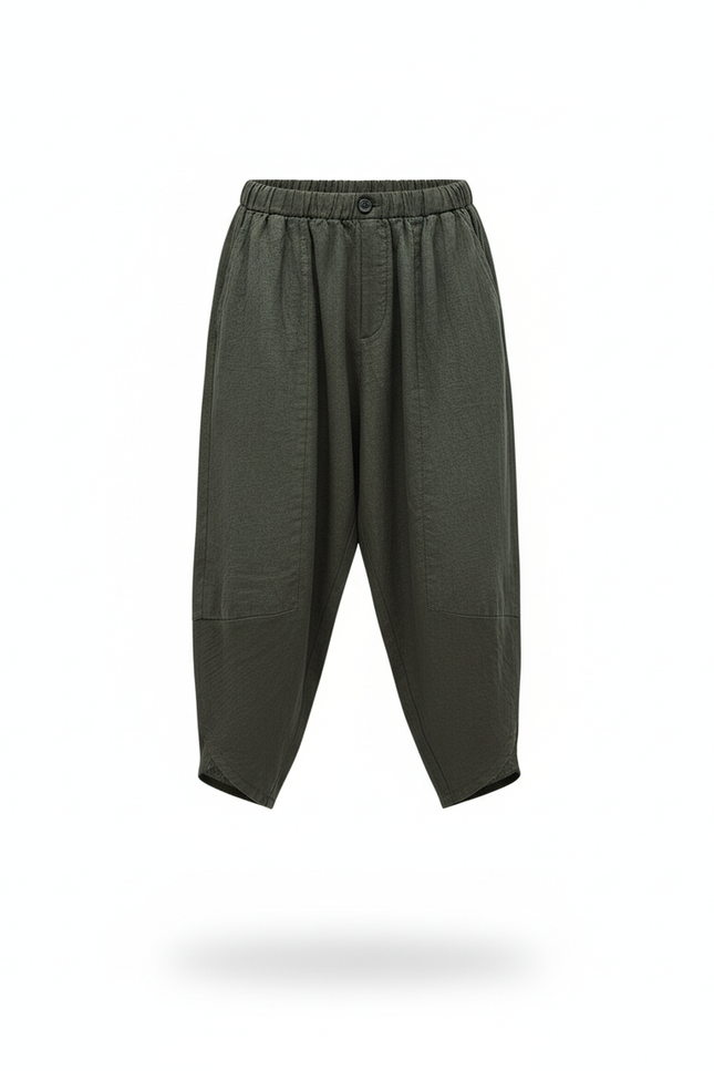 Pantalon En Lin Harem Ample Vert Enfant - vue 3