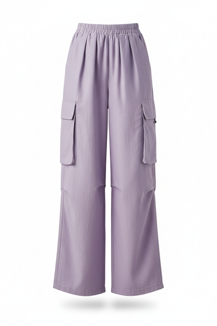 Pantalon Lin Cargo Femme - Violet - vue 3