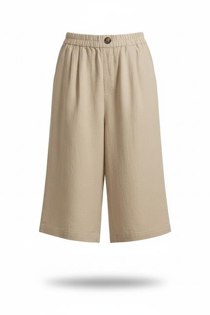 Pantalon En Lin Beige Ample Décontracté Confortable Femme - vue 3