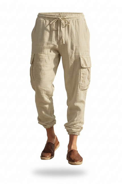 Pantalon Lin Kaki Homme - vue 3