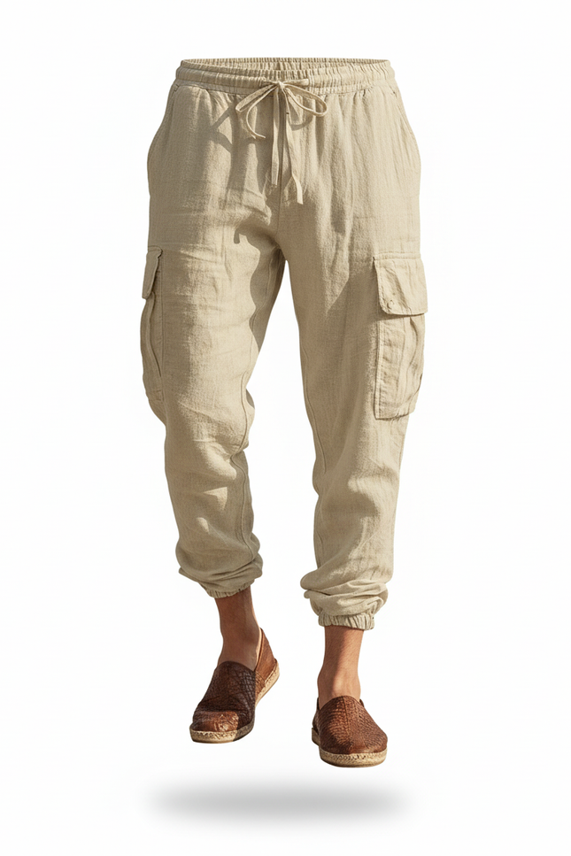 Pantalon Lin Kaki Homme - vue 3