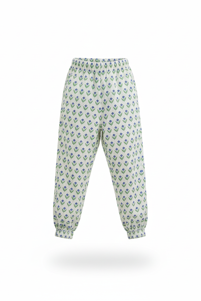 Pantalon En Lin Imprimé Floral Ample Élastique Enfant - vue 3