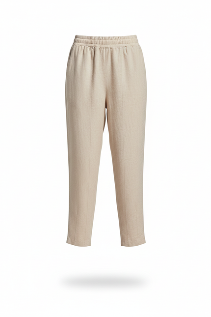 Pantalon Femme En Lin Et Coton - Beige - vue 3