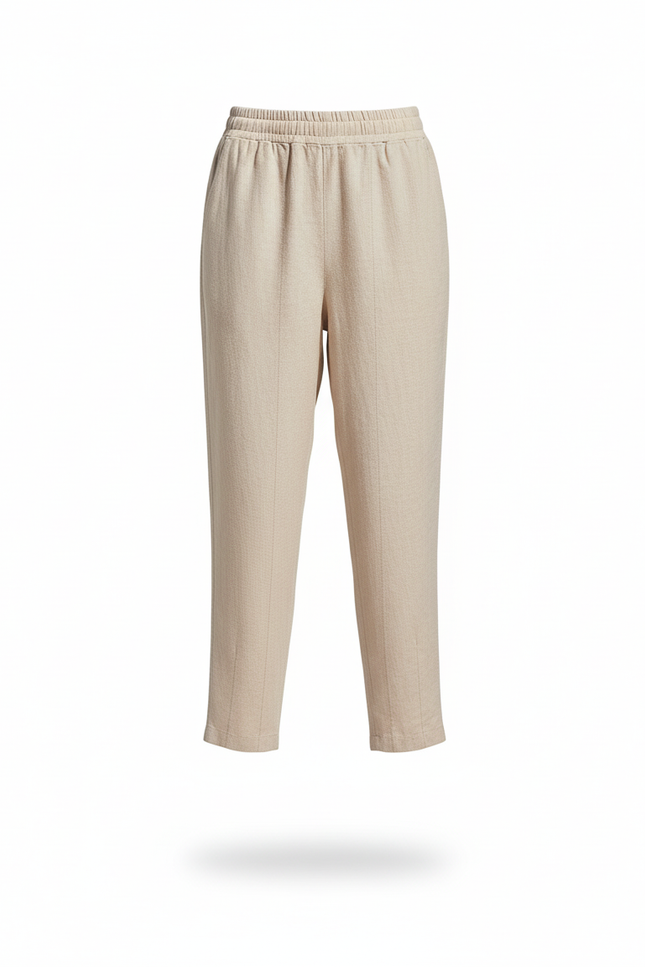 Pantalon Femme En Lin Et Coton - Beige - vue 3